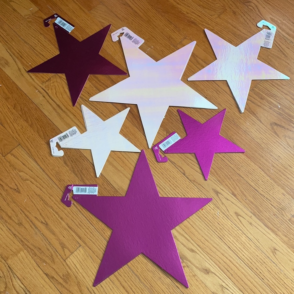 Metallic Stars party decorations, 12 inches & 9.5 inches & 16 inches, purple